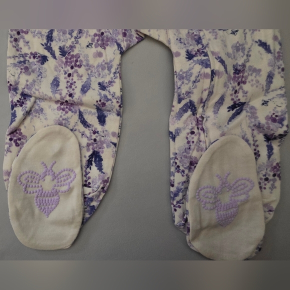 NWT Burt's Bees - Baby One Piece Sleep & Play - Wisteria - Purple/White 6-9M - Picture 4 of 5